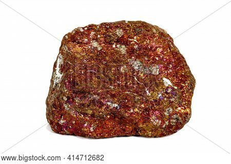 Macro Stone Bornite Mineral On White Background