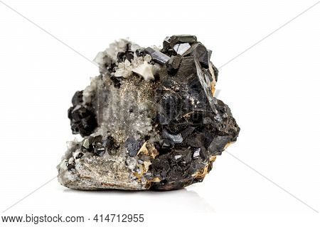 Macro Stone Mineral Galena On White Background