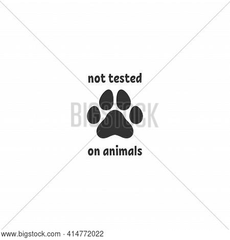 Cruelty Free Label. Not Tested On Animals Stamp. No Animal Testing Seal. Logo Design With Kitten Paw