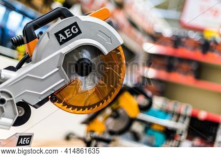 Electric Table Saw Presented In A Hardware Store