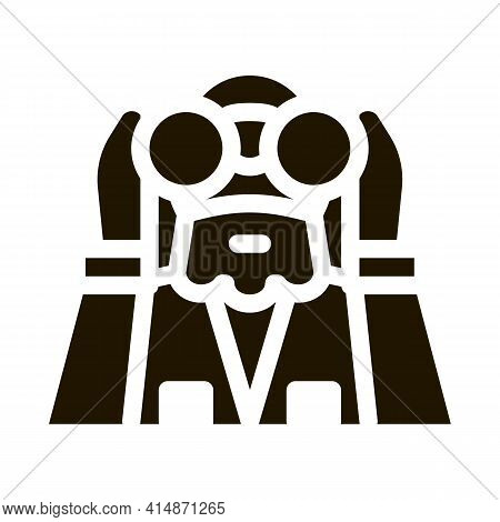 Forester Looking Binoculars Glyph Icon Vector. Forester Looking Binoculars Sign. Isolated Symbol Ill