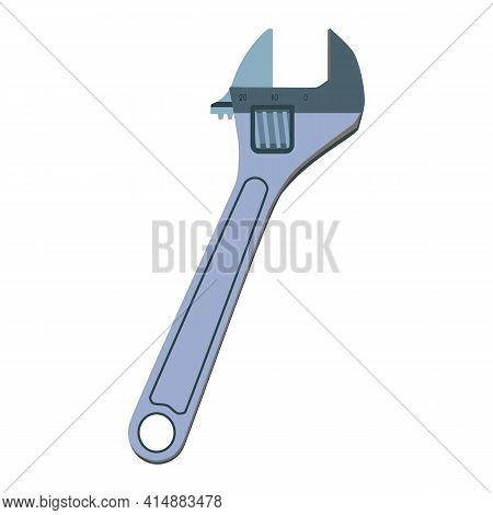 Wrench Or Spanner Hand Work Tool, Flat Vector Illustration Isolated On White Background. Adjustable 