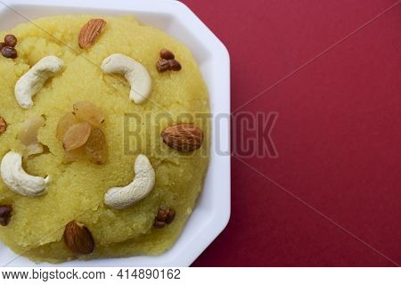 Delicious Indian And Pakistani Sweet Dish Called Sheera Or Seera Prepared With Desi Ghee And Rava Ga