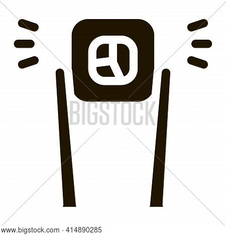 Sushi Roll Holding Sticks Glyph Icon Vector. Sushi Roll Holding Sticks Sign. Isolated Symbol Illustr
