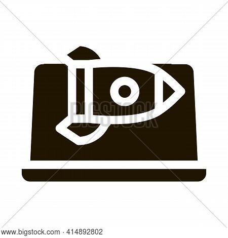 Fast Working Web Site Rocket Laptop Screen Glyph Icon Vector. Fast Working Web Site Rocket Laptop Sc