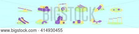 Set Of Jungle Gym Cartoon Icon Design Template With Various Models. Modern Vector Illustration Isola