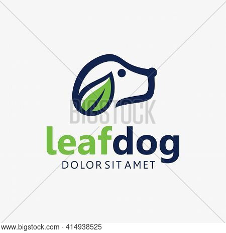 Leaf Dog Logo Premium Design Stock Vector. Natural Pet Care Logo Icon