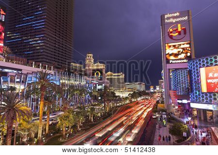 Lightening In The Clouds On Las Vegas Boulevard In Las Vegas, Nv On July 19, 2013