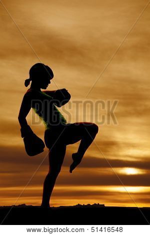 Silhouette Woman Boxing Kick