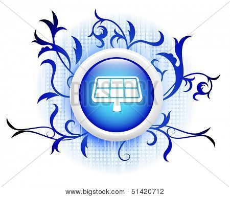 solarpanel icon on blue decorative button