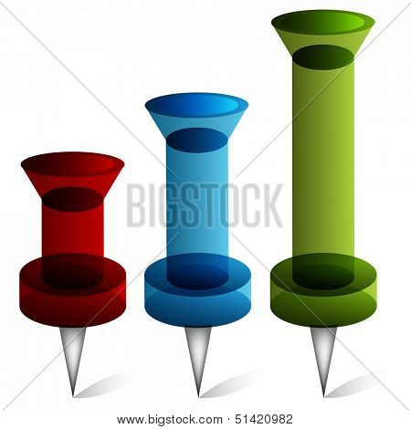An image of a 3d thumbtack bar chart.