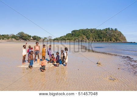 Malagasy Children On The Beach