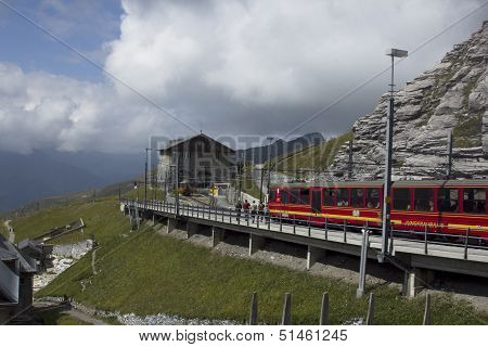 The Shot Of A Railway Staition Jungfrau In Switzerland