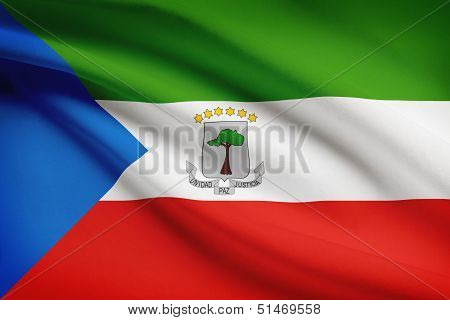 Series Of Ruffled Flags. Republic Of Equatorial Guinea.