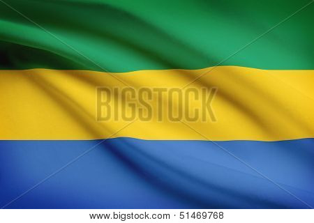 Series Of Ruffled Flags. Gabonese Republic.