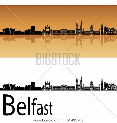 Belfast Skyline In Orange Background