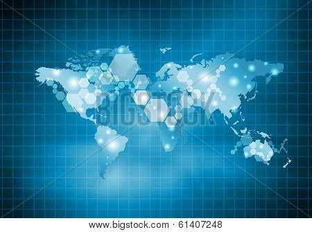 Background digital image of world map with connection lines