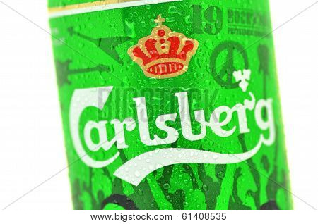 Carlsberg beer isolated on white background
