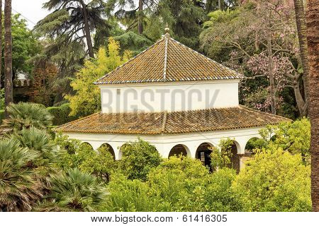 White Pavilion Garden Alcazar Royal Palace Seville Spain