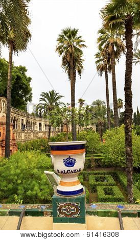 Urn Pot Garden Alcazar Royal Palace Seville Spain