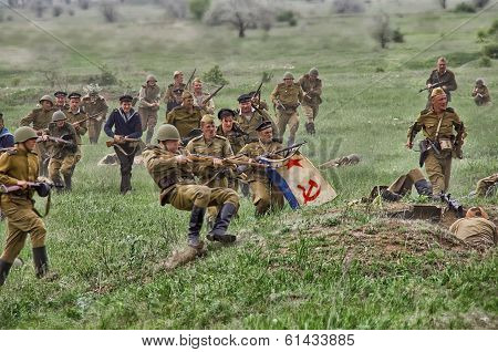 Odessa Ukraine - May 6: Fragment Reconstruction combat events in 1944 in the Battle of Odessa of WWI