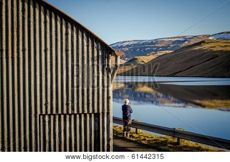 Lonely Man By Lakeside