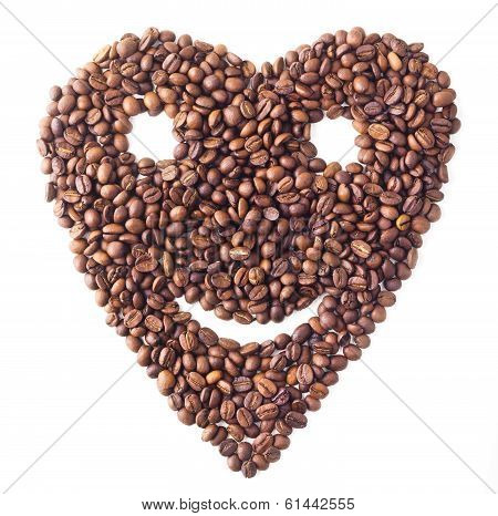 Sight 'Heart' with face from Coffee beans