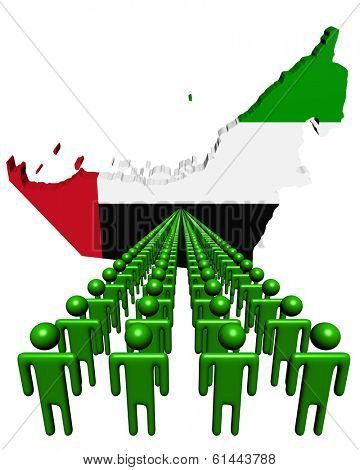 Lines of people with UAE map flag illustration