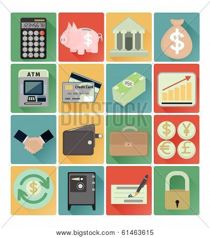 flat icons finance set