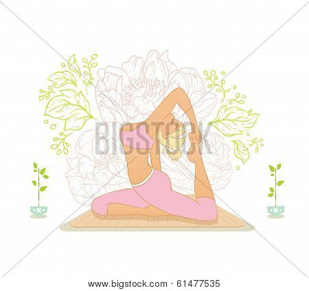 Beautiful Woman Doing Youga Exercises
