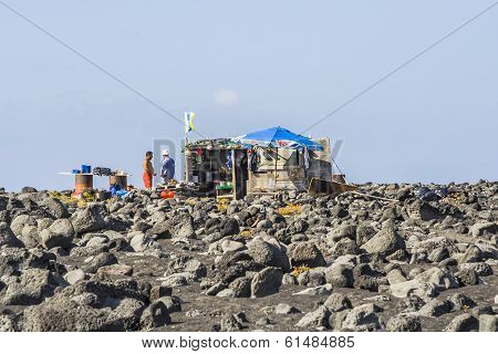 People At A Fishermans Hut In Timanfaya, Lanzarote