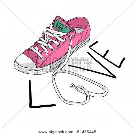 fashion sketch illustration shoes with love type