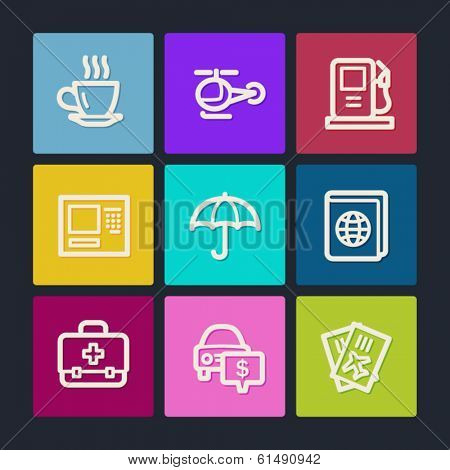 Travel  web icons set 4, color buttons