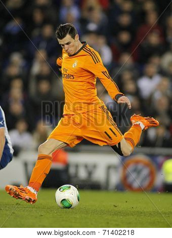 BARCELONA - JAN, 21: Gareth Bale of Real Madrid during the Spanish Kings Cup match between Espanyol and Real Madrid at the Estadi Cornella on January 21, 2014 in Barcelona, Spain