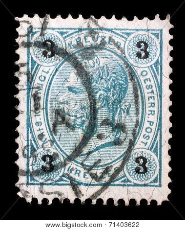 AUSTRIA - CIRCA 1907: stamp printed by Austria, shows Emperor Franz Joseph, circa 1907