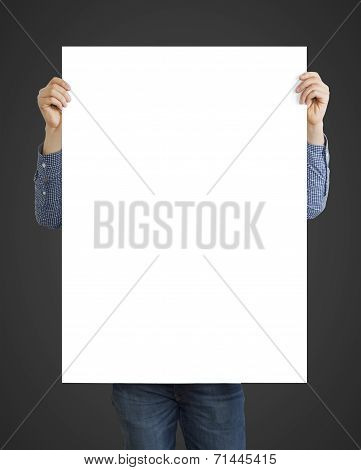 Man Holding Blank Poster