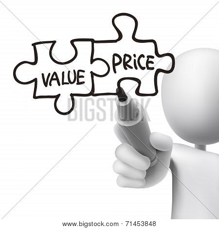 Value And Price Words Written By 3D Man