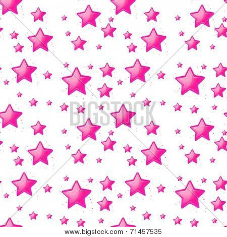 Illustration of the seamless design with pink stars on a white background