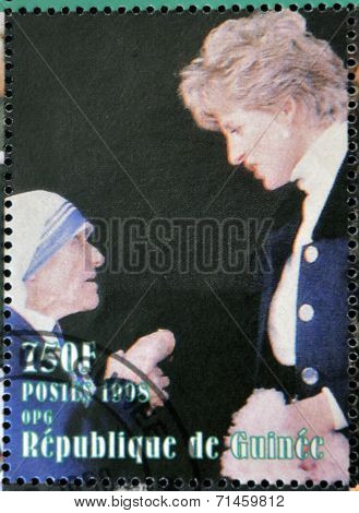 REPUBLIC OF GUINEA - CIRCA 1998: A stamp printed in Republic of Guinea shows Princess Diana of Wales