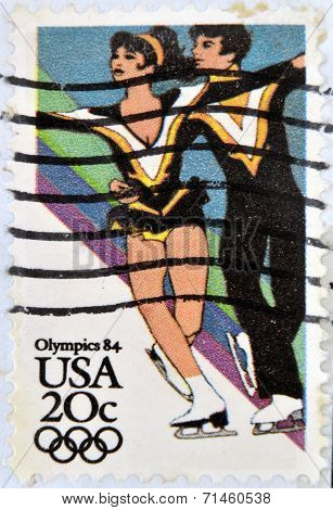 UNITED STATES OF AMERICA - CIRCA 1984: A stamp printed in USA shows Figure Skating