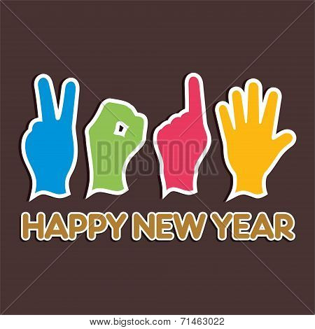 creative happy new year 2015 design with finger stock vector