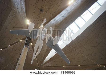 SAINT PETERSBURG - SEP 03: Pulkovo Airport interior on September 03, 2014 in Saint Petersburg, Russia. Pulkovo Airport is an international airport serving Saint Petersburg, Russia.