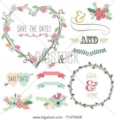 Vintage Wedding Flora Heart Shape-