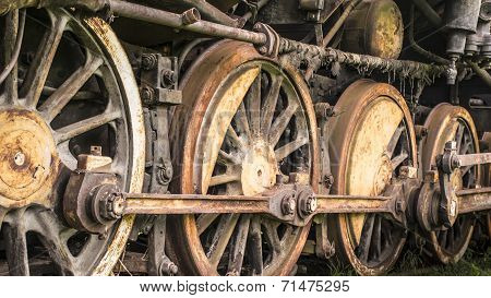 wheels of steam locomotive