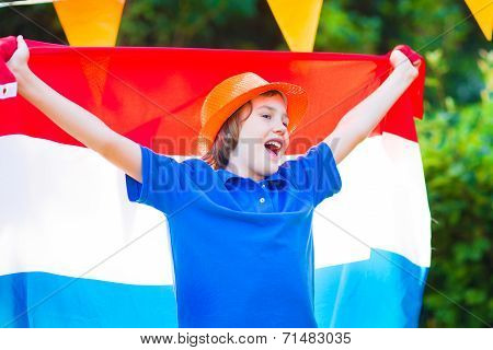 Dutch Football Fan, Little Boy Cheering