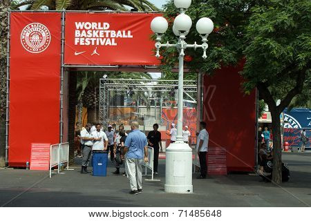 Entrance To World Basketball Festival At Barcelona