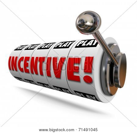 Incentive word on 3d slot machine dials or wheels encouraging you to gamble or bet in a casino to spend more and win a jackpot