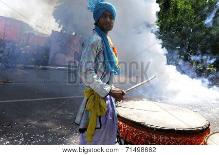 Traditional Indian drummer