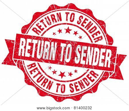 Return To Sender Red Grunge Seal Isolated On White