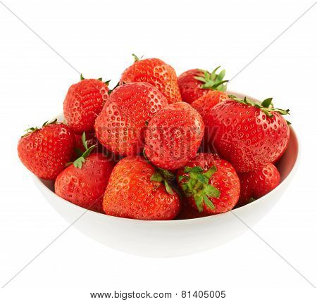 Bowl full of ripe strawberries isolated